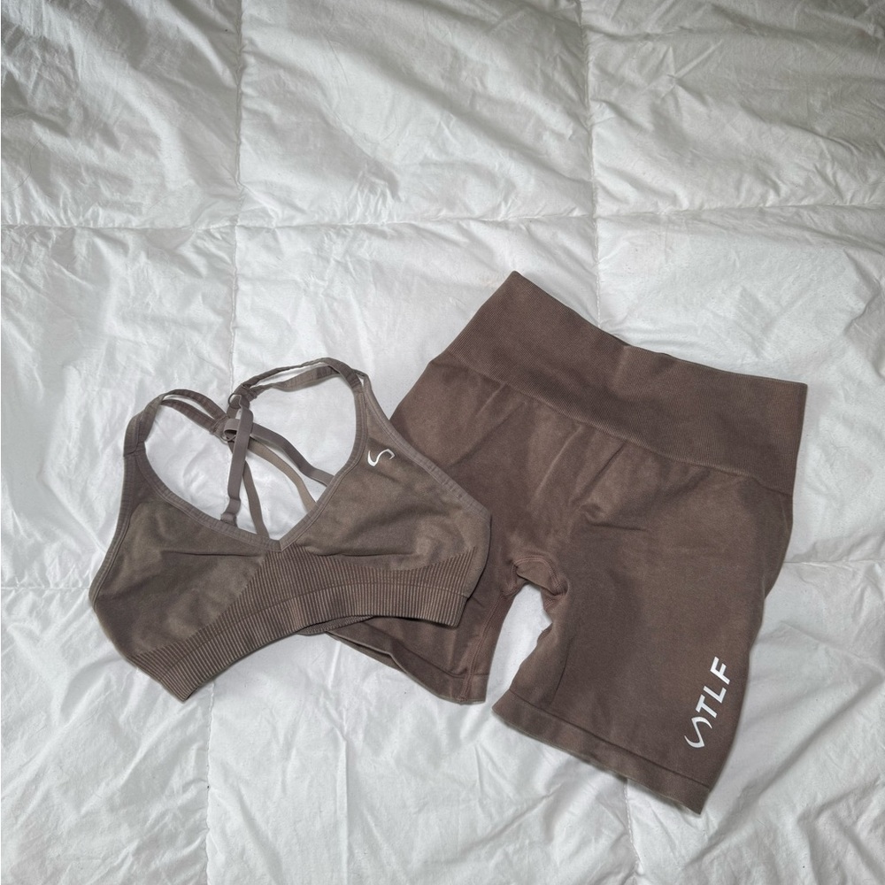 TLF Brown Seamless Sports Bra and Shorts